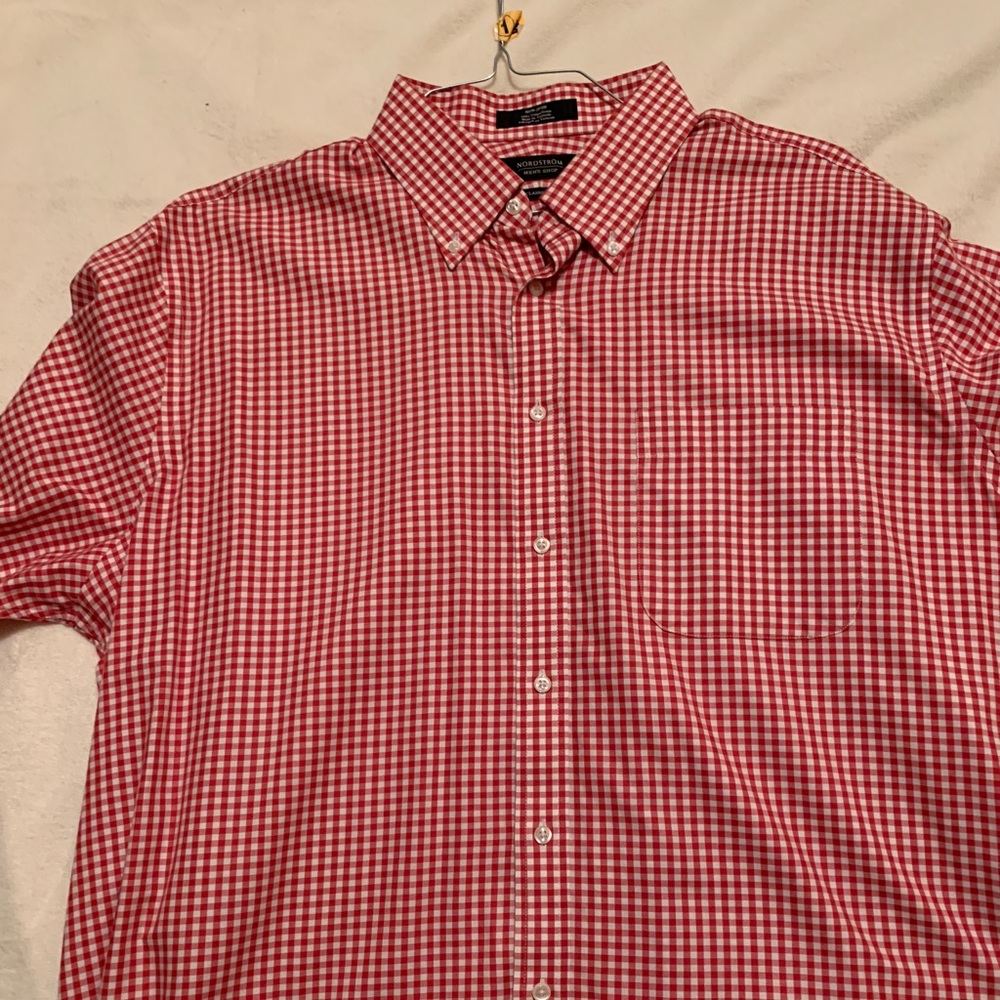 Nordstrom Red Gingham Dress Shirt (17.5x38)